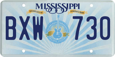 MS license plate BXW730