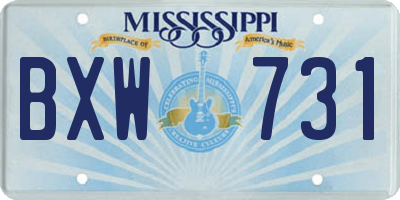 MS license plate BXW731