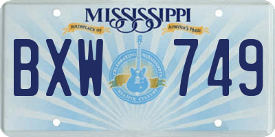 MS license plate BXW749