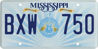 MS license plate BXW750