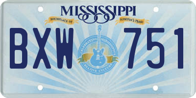 MS license plate BXW751