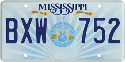 MS license plate BXW752