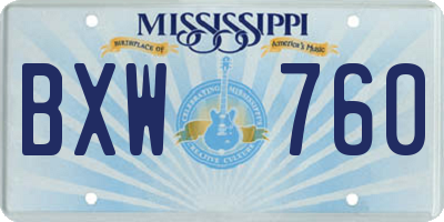 MS license plate BXW760
