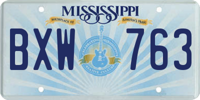 MS license plate BXW763
