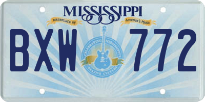 MS license plate BXW772