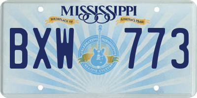 MS license plate BXW773