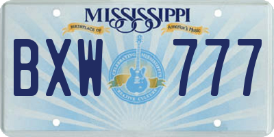 MS license plate BXW777