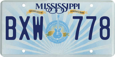 MS license plate BXW778