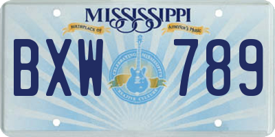 MS license plate BXW789