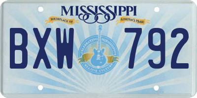 MS license plate BXW792