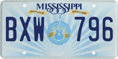 MS license plate BXW796