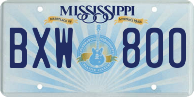 MS license plate BXW800