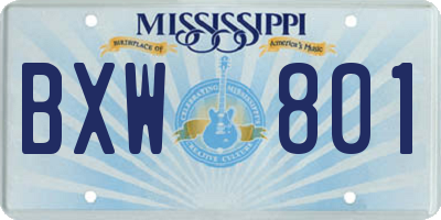 MS license plate BXW801