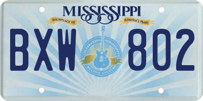 MS license plate BXW802