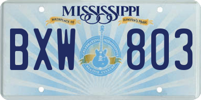 MS license plate BXW803