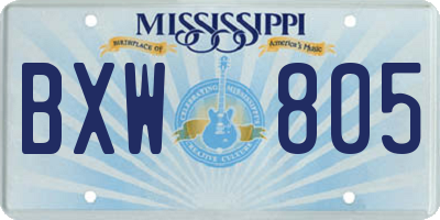 MS license plate BXW805
