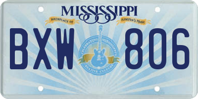 MS license plate BXW806