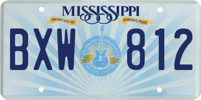 MS license plate BXW812