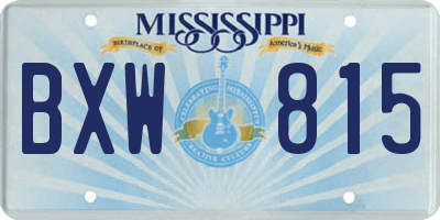 MS license plate BXW815