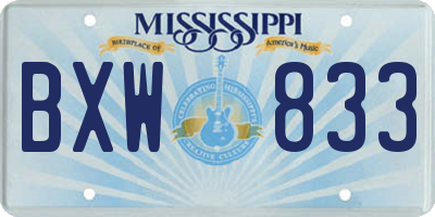 MS license plate BXW833