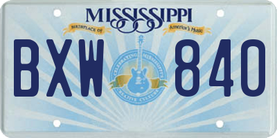 MS license plate BXW840