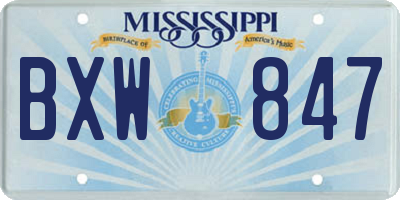 MS license plate BXW847