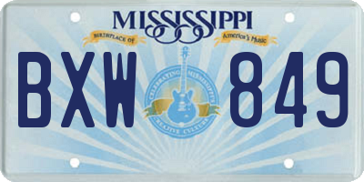 MS license plate BXW849
