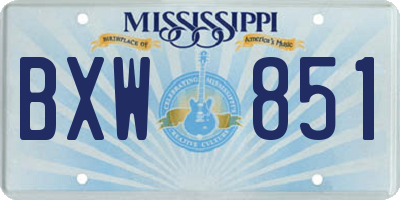 MS license plate BXW851