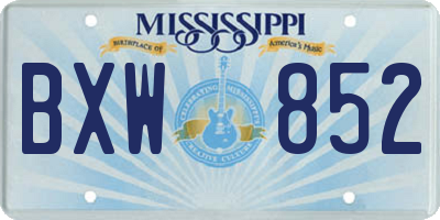 MS license plate BXW852