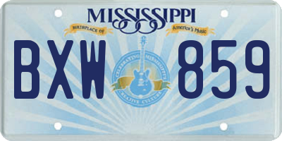 MS license plate BXW859