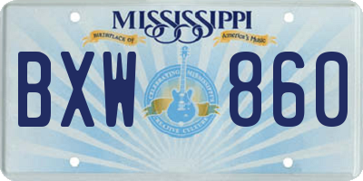 MS license plate BXW860