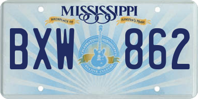 MS license plate BXW862