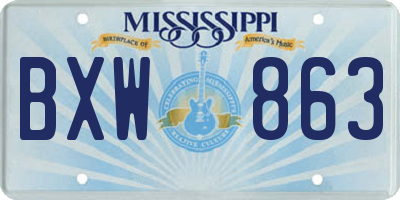 MS license plate BXW863