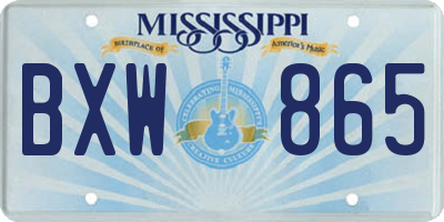 MS license plate BXW865