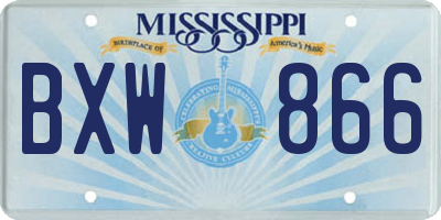MS license plate BXW866