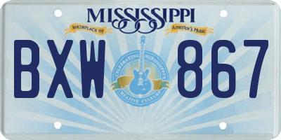 MS license plate BXW867