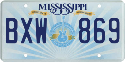 MS license plate BXW869