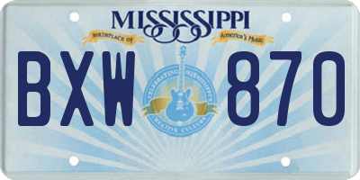 MS license plate BXW870