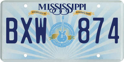 MS license plate BXW874