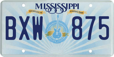 MS license plate BXW875