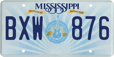 MS license plate BXW876