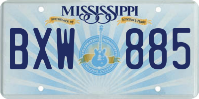 MS license plate BXW885