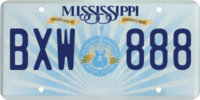 MS license plate BXW888