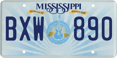 MS license plate BXW890