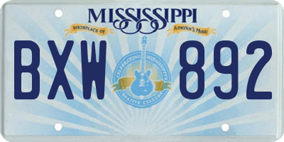 MS license plate BXW892