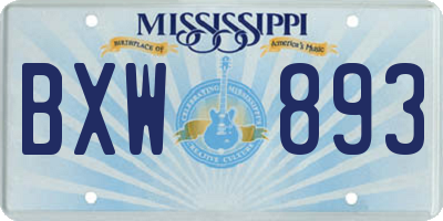MS license plate BXW893