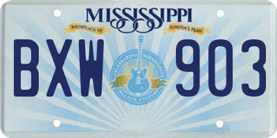 MS license plate BXW903