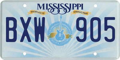 MS license plate BXW905