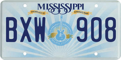 MS license plate BXW908