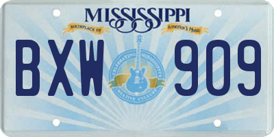 MS license plate BXW909